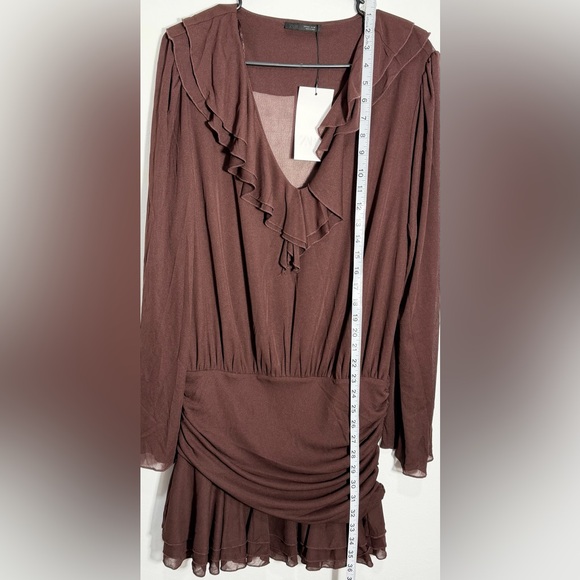 Zara Brown Ruffled Dress - Picture 9 of 12